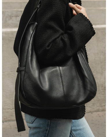 하이드 레더 호보백 블랙레더 real leather