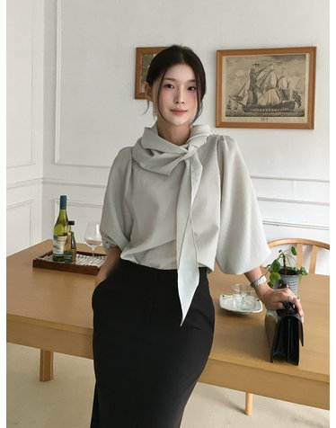 [수정 pick] 헤브 스카프 블라우스 민트