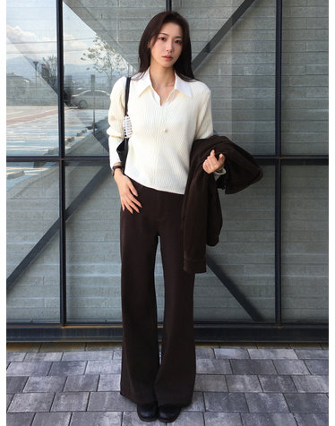 [령은 pick 10.16 예약발송] 이브 와이드 팬츠 브라운