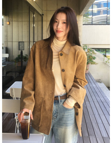 [령은 pick] 에디 스웨이드 하프 자켓 카멜