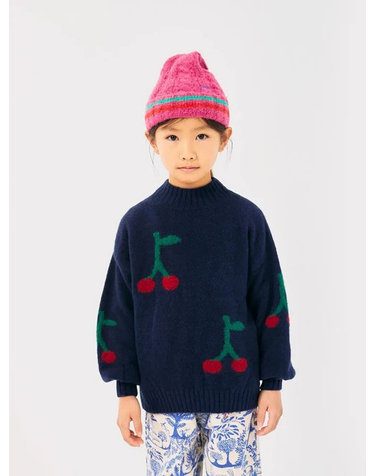 [BOBO CHOSES] 보보쇼즈 24FW 키즈 니트 Bobo Cherry all over turtle neck jumper B224AC119
