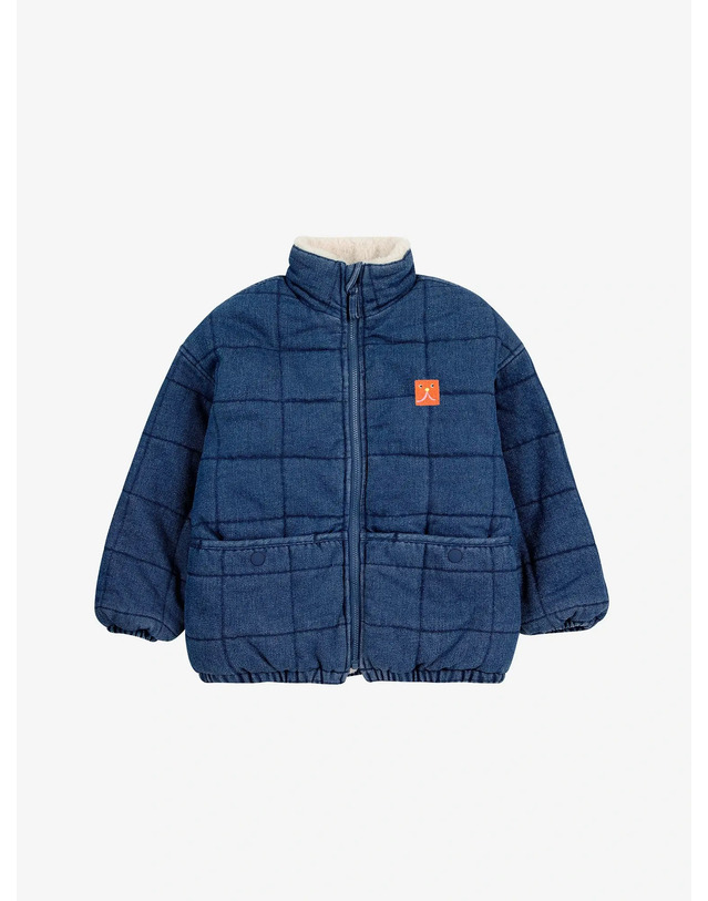 보보쇼즈 [BOBO CHOSES] 보보쇼즈 24FW 아동 데님 후리스 자켓 B.C Vintage denim quilted jacket B224AC127 착용컷
