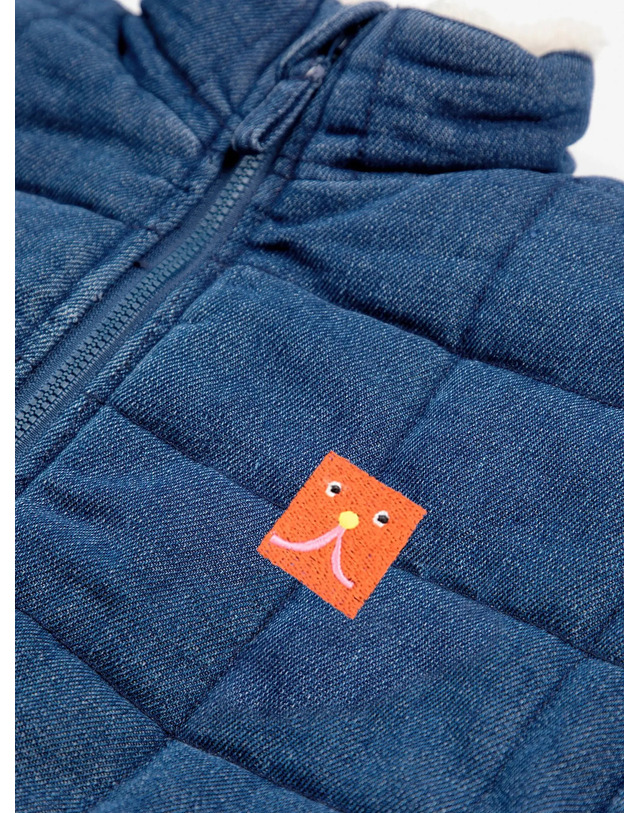 보보쇼즈 [BOBO CHOSES] 보보쇼즈 24FW 아동 데님 후리스 자켓 B.C Vintage denim quilted jacket B224AC127 착용컷