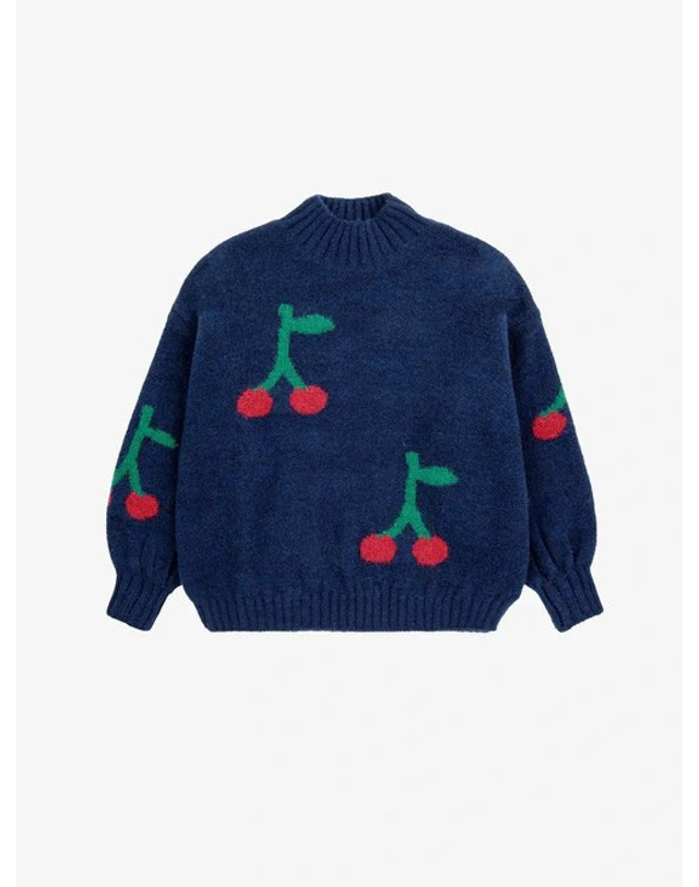 보보쇼즈 [BOBO CHOSES] 보보쇼즈 24FW 키즈 니트 Bobo Cherry all over turtle neck jumper B224AC119 착용컷
