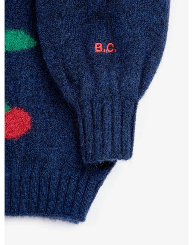 보보쇼즈 [BOBO CHOSES] 보보쇼즈 24FW 키즈 니트 Bobo Cherry all over turtle neck jumper B224AC119 착용컷