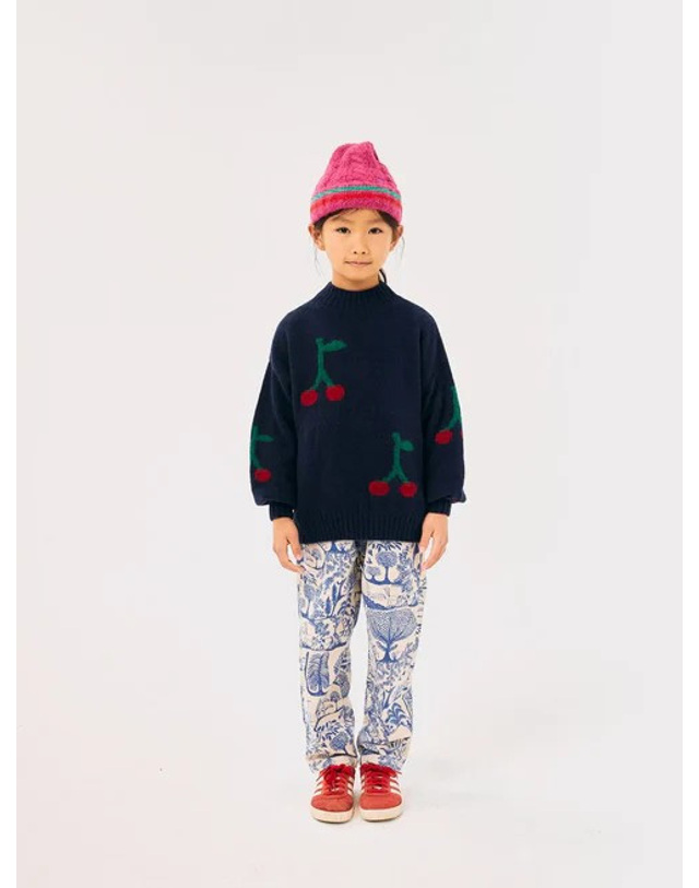 보보쇼즈 [BOBO CHOSES] 보보쇼즈 24FW 키즈 니트 Bobo Cherry all over turtle neck jumper B224AC119 착용컷