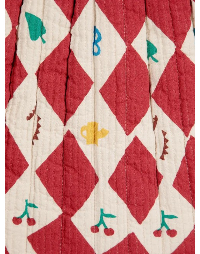 보보쇼즈 [BOBO CHOSES] 보보쇼즈 24FW 키즈 스커트 Harlequin all over quilted woven skirt B224AC069 레드 착용컷