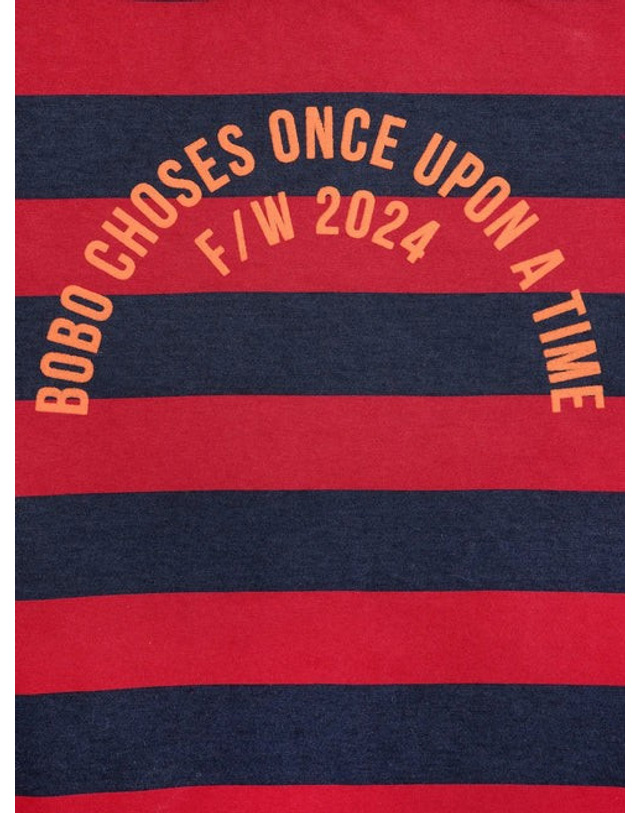 보보쇼즈 [BOBO CHOSES] 보보쇼즈 24FW 아동 긴팔 티셔츠 Bobo Circle stripes T-shirt B224AC016 착용컷