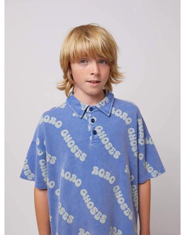 보보쇼즈 25SS 아동 반팔 폴로셔츠 Wavy Bobo Choses all over waffle polo shirt B125AC018