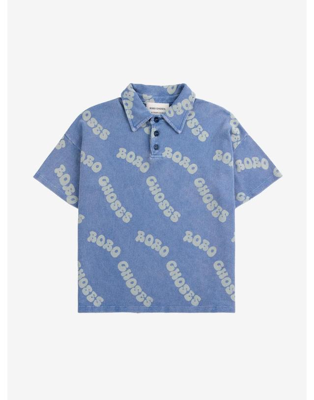 보보쇼즈 보보쇼즈 25SS 아동 반팔 폴로셔츠 Wavy Bobo Choses all over waffle polo shirt B125AC018 착용컷