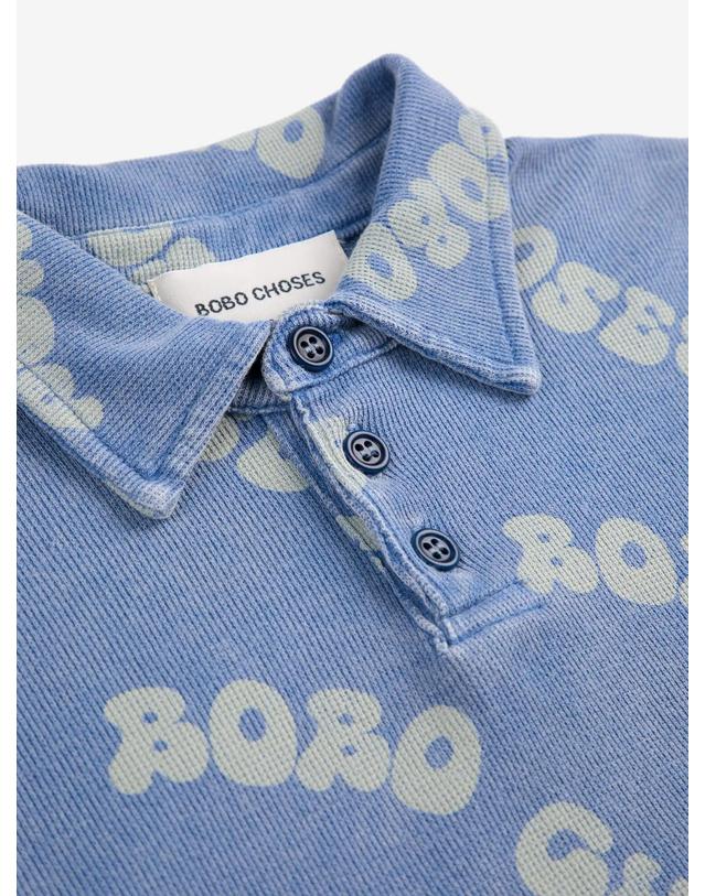보보쇼즈 보보쇼즈 25SS 아동 반팔 폴로셔츠 Wavy Bobo Choses all over waffle polo shirt B125AC018 착용컷