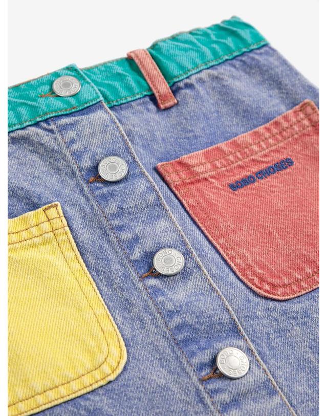 보보쇼즈 보보쇼즈 25SS 아동 데님 스커트 COLOR BLOCK DENIM SKIRT B125AC072 레드 착용컷