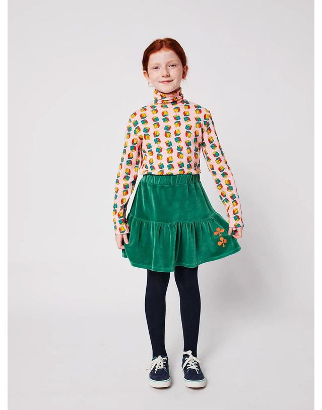 보보쇼즈 보보쇼즈 25FW 아동 벨벳 스커트 Clover velvet skirt B225AC144 레드 착용컷