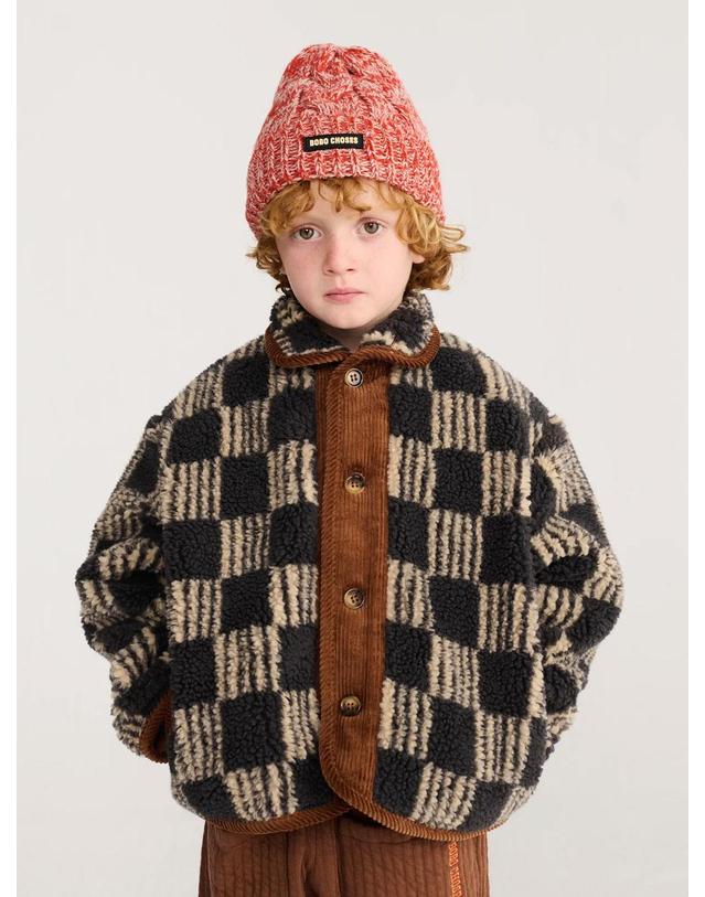 보보쇼즈 보보쇼즈 26FW 아동 후리스 자켓 ALMOST MOIRÉ ALL OVER SHEEPSKIN JACKET B226AC094 착용컷