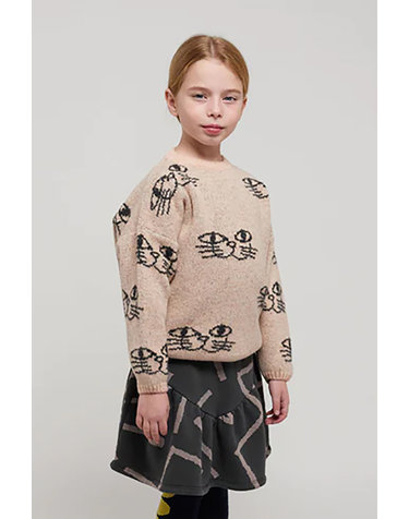 [BOBO CHOSES] 보보쇼즈 23FW 키즈 니트 Smiling Cat all over jacquard jumper 223AC117