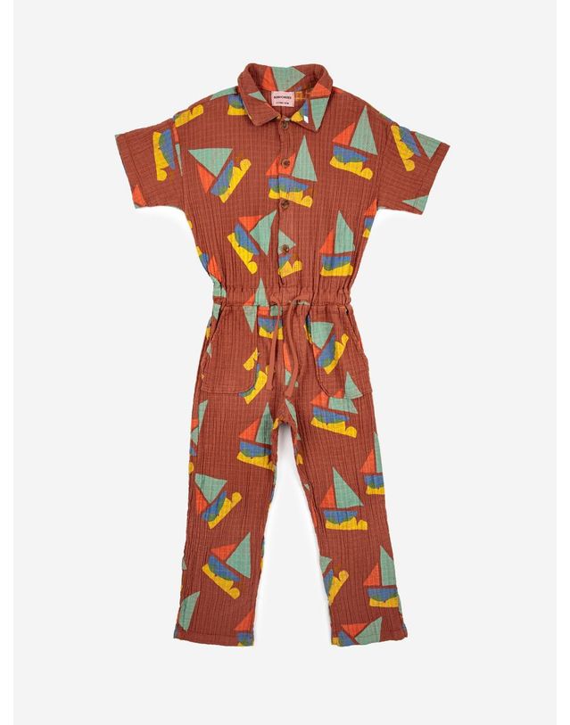 보보쇼즈 [BOBO CHOSES] 보보쇼즈 23SS 키즈 점프수트 Multicolor Sail Boat overall 123AC122 착용컷