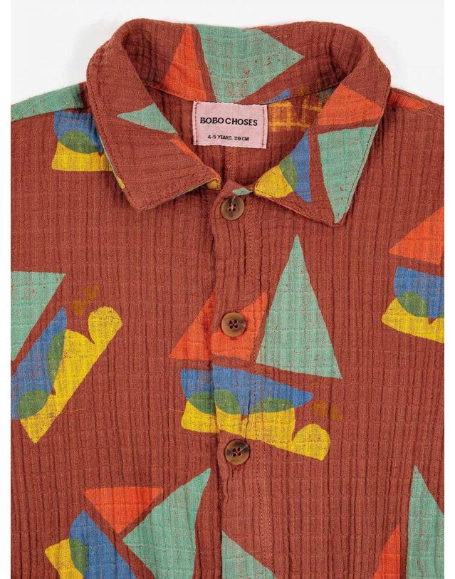 보보쇼즈 [BOBO CHOSES] 보보쇼즈 23SS 키즈 점프수트 Multicolor Sail Boat overall 123AC122 착용컷