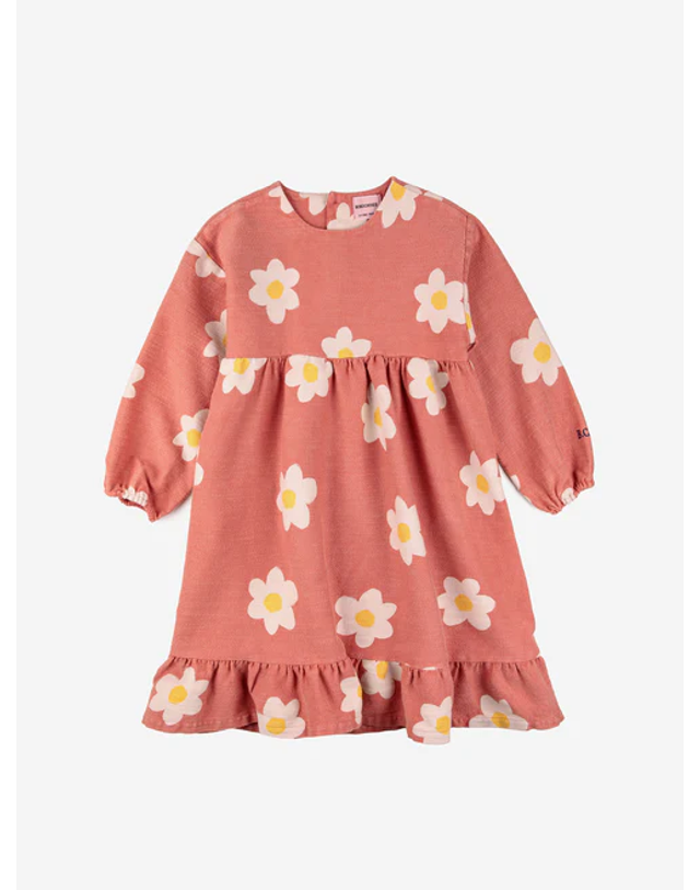 보보쇼즈 [BOBO CHOSES] 보보쇼즈 23FW 키즈 원피스 Big Flower all over woven dress 223AC106 청록 착용컷