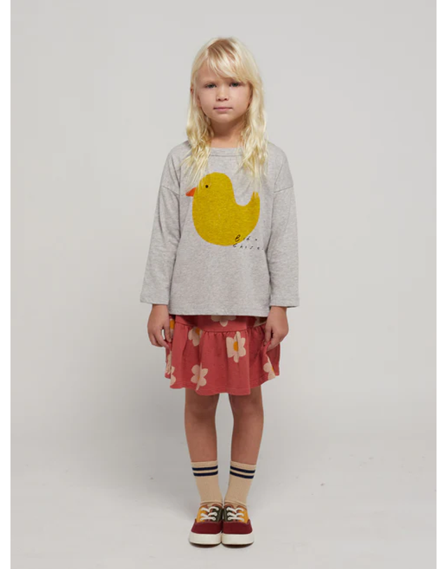 보보쇼즈 [BOBO CHOSES] 보보쇼즈 23FW 키즈 스커트 Retro Flowers all over skirt 223AC097 레드 착용컷