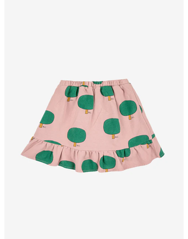 보보쇼즈 [BOBO CHOSES] 보보쇼즈 23FW 키즈 스커트 Green Tree all over ruffle skirt 223AC096 (기모) 레드 착용컷