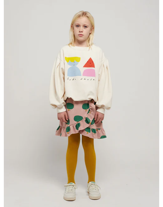 보보쇼즈 [BOBO CHOSES] 보보쇼즈 23FW 키즈 스커트 Green Tree all over ruffle skirt 223AC096 (기모) 레드 착용컷