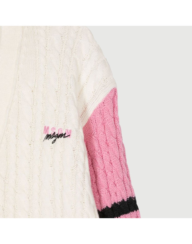 엠에스지엠 키즈 엠에스지엠키즈 MSGM KIDS 24FW 키즈 가디건 KNIT CARDIGAN GIRL F4MSJGCA197 노랑 착용컷
