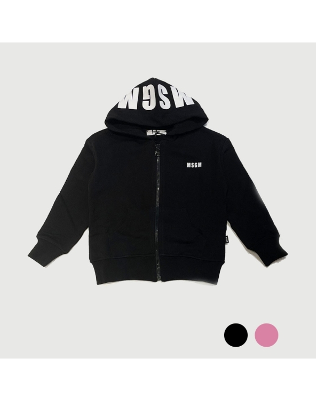 엠에스지엠 키즈 엠에스지엠키즈 [MSGM KIDS] 키즈 후드 집업 FELPA ZIP CAPP OVER JUNIOR MS029326 (2 COLOR) 화이트 착용컷