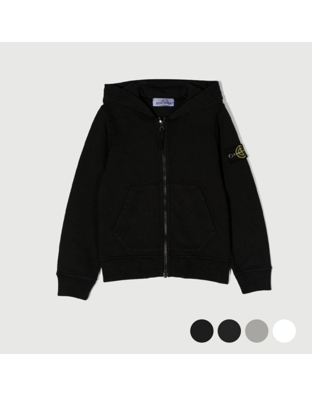 스톤아일랜드키즈 [STONE ISLAND] 스톤아일랜드 키즈 후드집업 781660740 (4 color) 화이트 착용컷