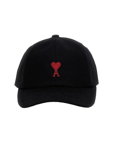 26SS 아미 남성 레드 드 꾀흐 로고 자수 볼캡 모자 블랙 BFUCP006 AW0041 001