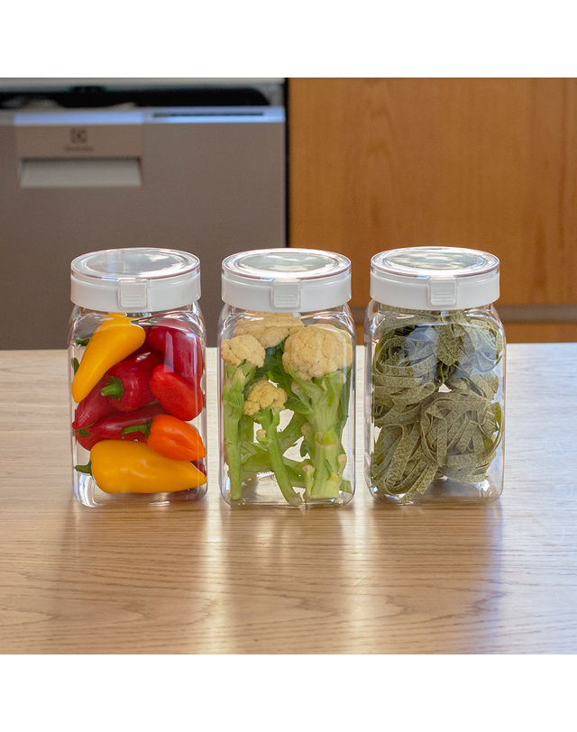 실리쿡 버튼 원터치보관용기 1400ml 3개 착용컷