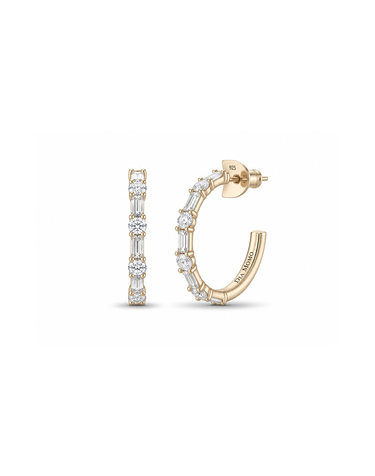 디아모모 Round & Baguette Hoop Earrings
