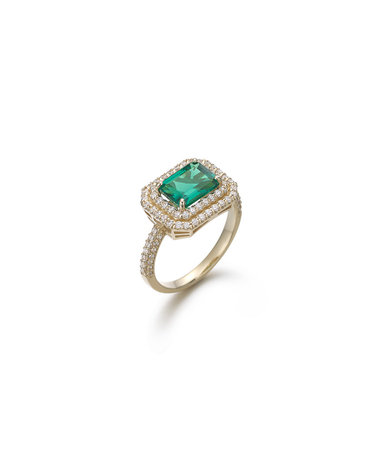 디아모모 Emerald Color Stone Halo Ring