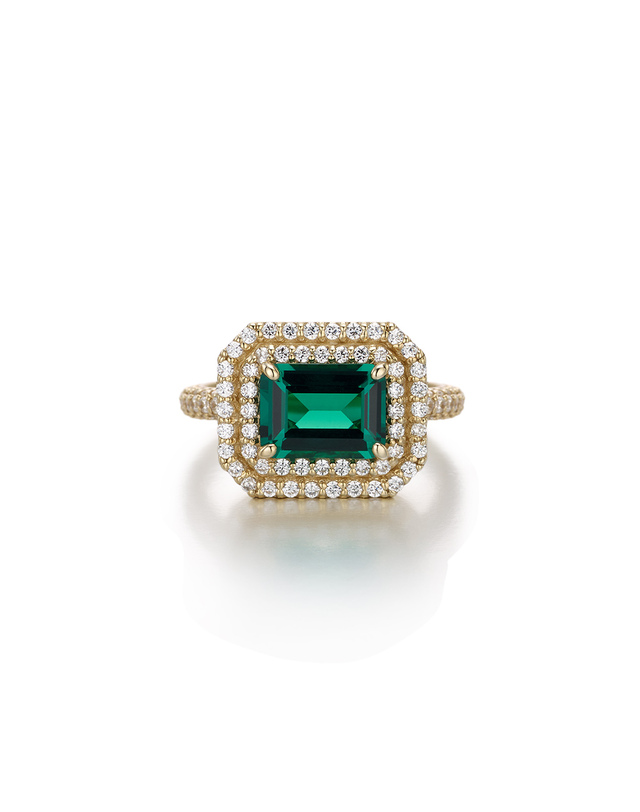 디아모모 디아모모 Emerald Color Stone Halo Ring 착용컷