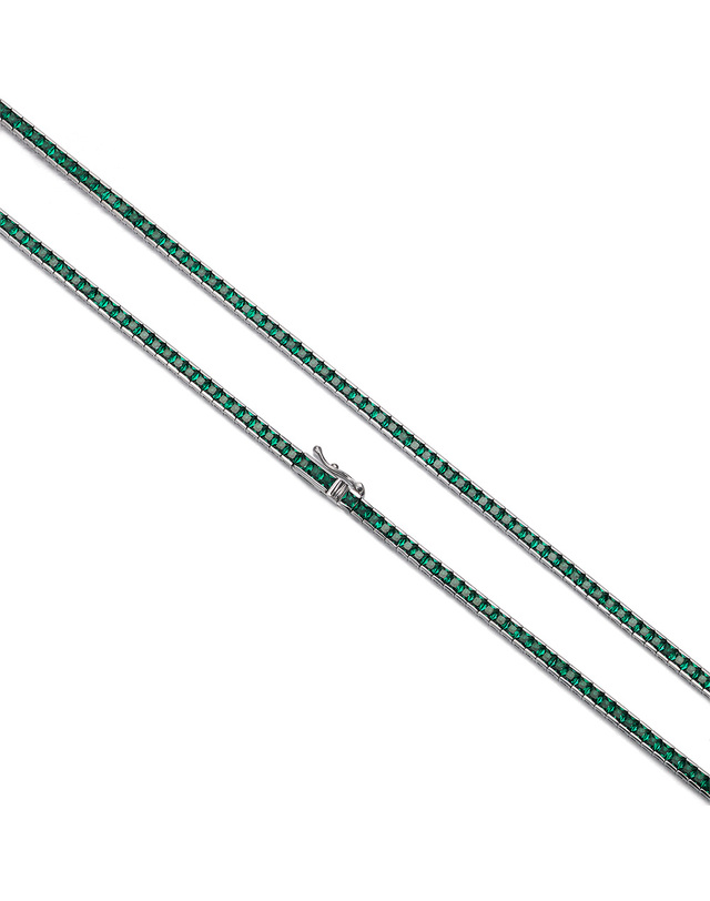 디아모모 디아모모 MOMO Green Emerald Tennis Bracelet 17cm 착용컷