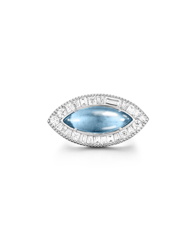 디아모모 디아모모 [랩그로운 다이아몬드] Evil eye Aquamarine Ring 착용컷