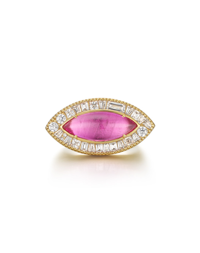 디아모모 디아모모 [랩그로운 다이아몬드] Evil eye Pink Sapphire Ring 착용컷
