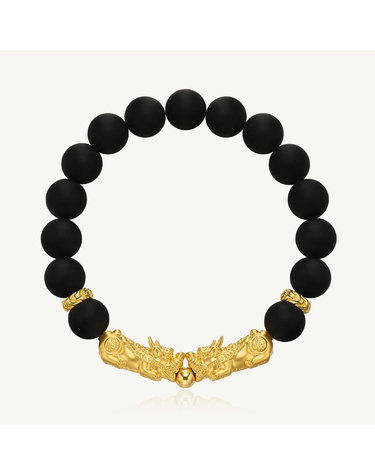 오닉스 무광 10mm 비휴 팔찌 24K 순금