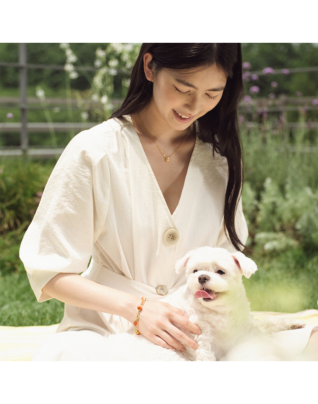 수앤진골드 썬스톤 8mm 로프 체인 팔찌 24K 순금 11.25g 착용컷