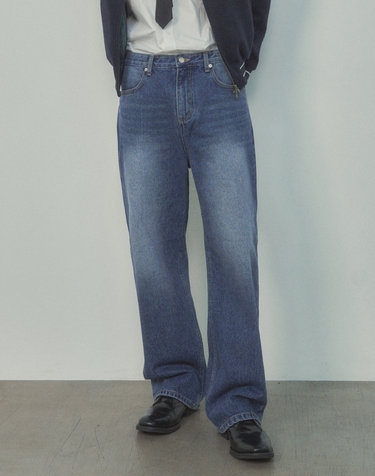 P10024 Washed straight denim_Dark blue