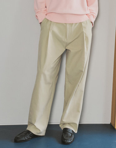 P10040 원턱 와이드 슬랙스_Beige
