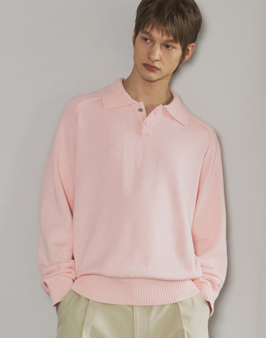T20038 칼라 래글런 니트_Light pink