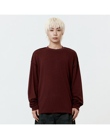 컷오프 슬라브 롱슬리브 티셔츠_버건디 OUTR63201-420