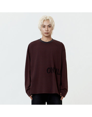 오버다이드 스트라이프 긴소매 티셔츠_카키 OUTR63203-816