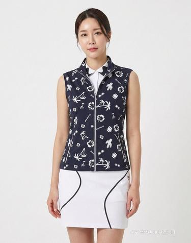 [팜스프링스] 여성 야자수패턴 집업베스트_SJVL232675