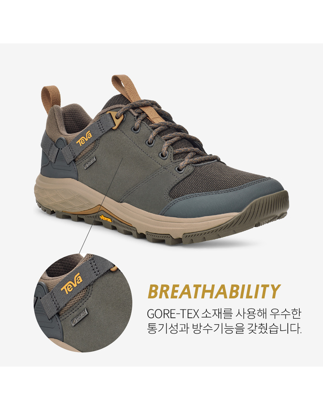 테바 [본사정품] 테바 비브람솔 남성 그랜드뷰 GTX 로우 (DGC) STVM2434094-DGC 착용컷