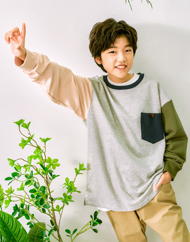 DILLAEARTH VINTAGE BLOCK POCKET RELAXED LONG SLEEVE