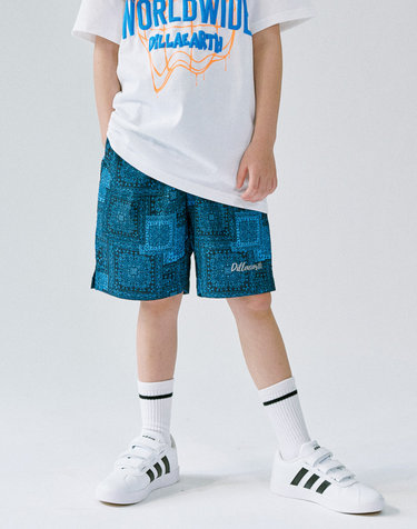 DILLAEARTH SEERSUCKER MALDIVES PAISLEY SHORTS BLUE