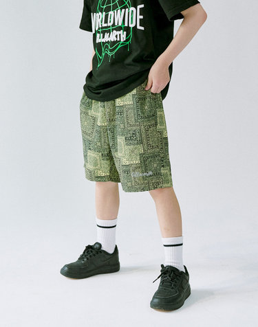 DILLAEARTH SEERSUCKER MALDIVES PAISLEY SHORTS YELLOW