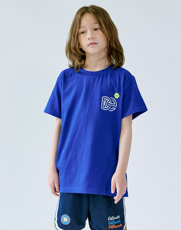 DILLAEARTH BACK FLOWER BASIC SHORT SLEEVED T-SHIRT BLUE