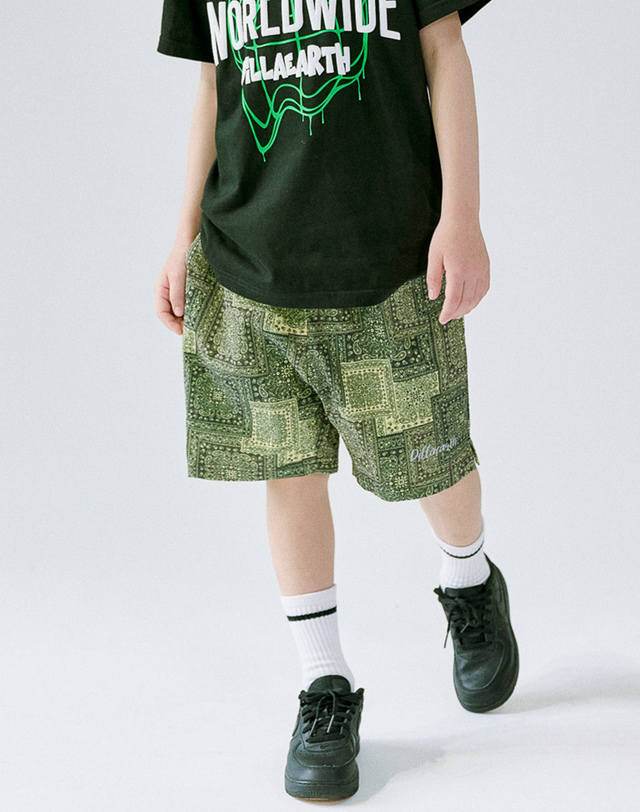 딜라어스 DILLAEARTH SEERSUCKER MALDIVES PAISLEY SHORTS YELLOW 착용컷